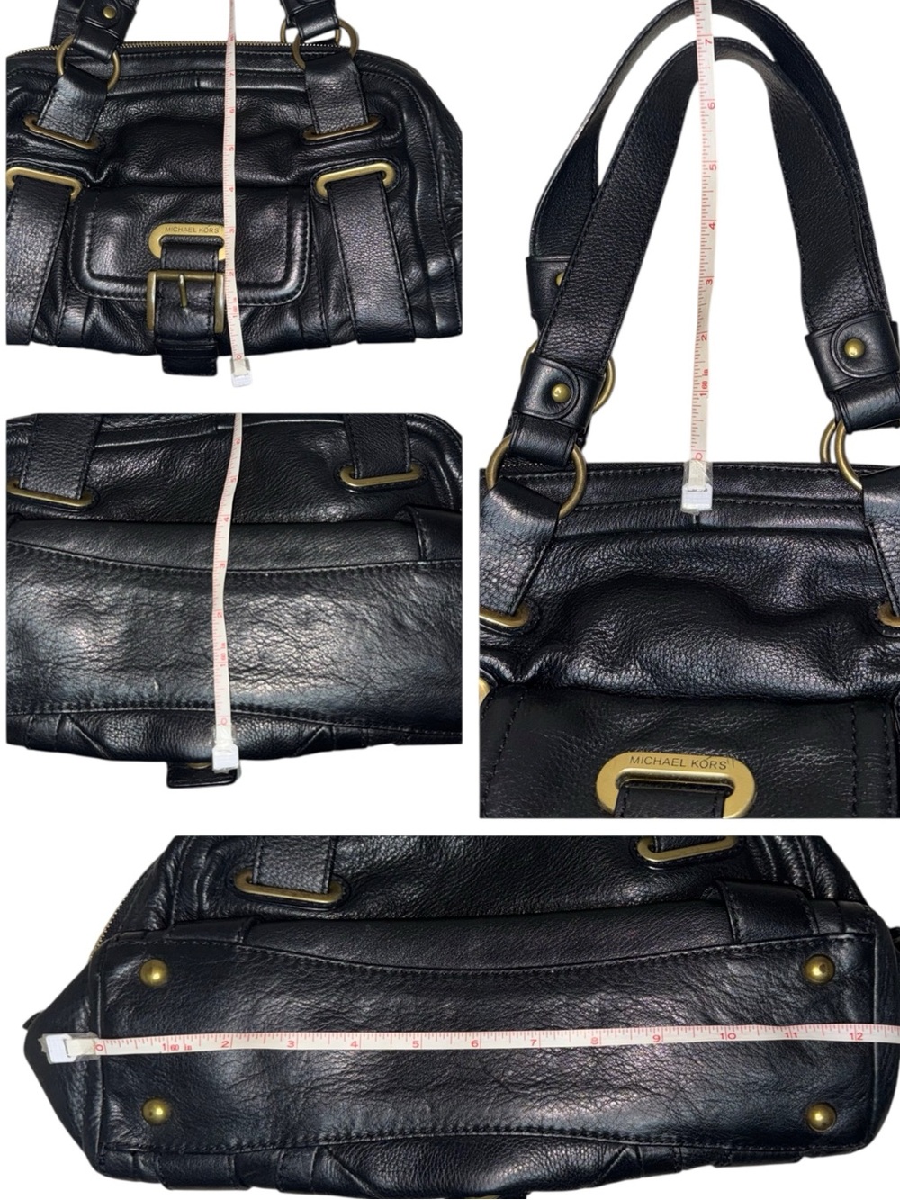 MICHAEL KORS Black Pebble Leather Satchel Purse - Picture 7 of 15